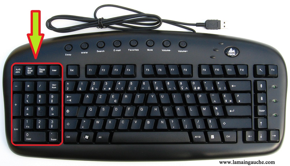 clavier pour gaucher